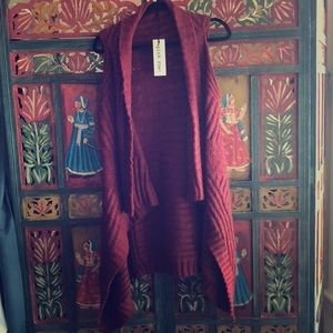 Sleeveless Long Cranberry Sweater